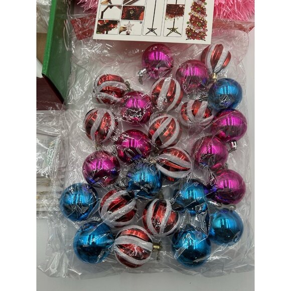 Pink Christmas Tree 5 Ft Pop up Pink Valentines Dual Color Fairy Light 25 Bulb - Picture 3 of 5